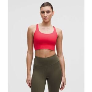 Lululemon Energy Bra Long Line Red Glow Size 8 Medium Support B–D Excellent